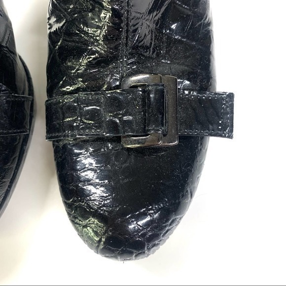 ANNA BIAGINI Patent Leather Reptile Print Chunky Heel Bootie - Picture 5 of 11